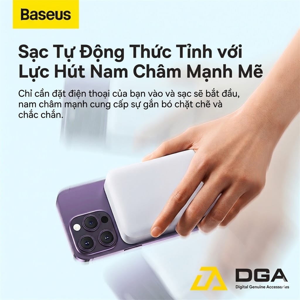 Pin Sạc Dự Phòng Không Dây Tích Hợp Nam Châm Baseus Magnetic Wireless Charging Power bank 20000mAh 20W