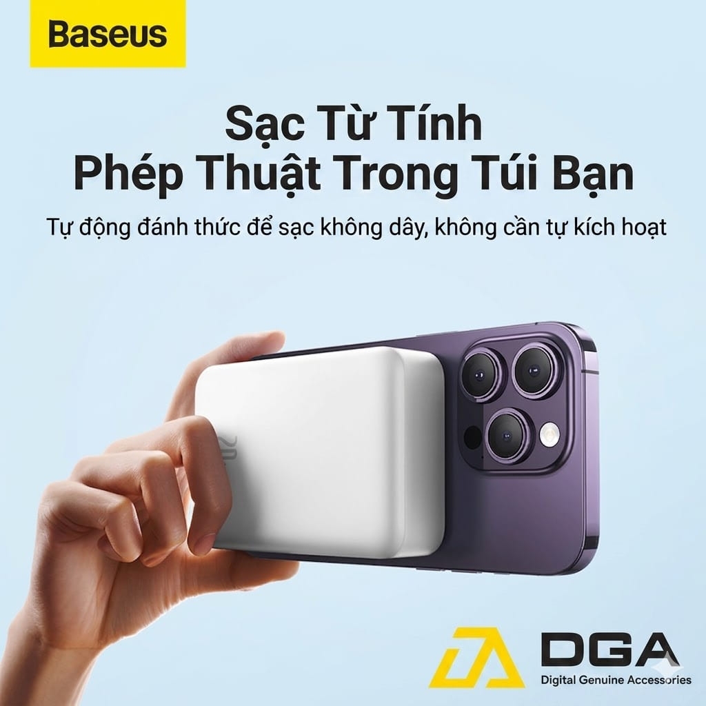 Pin Sạc Dự Phòng Không Dây Tích Hợp Nam Châm Baseus Magnetic Wireless Charging Power bank 20000mAh 20W