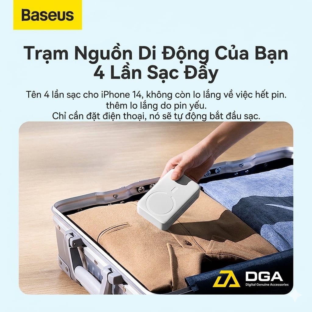 Pin Sạc Dự Phòng Không Dây Tích Hợp Nam Châm Baseus Magnetic Wireless Charging Power bank 20000mAh 20W
