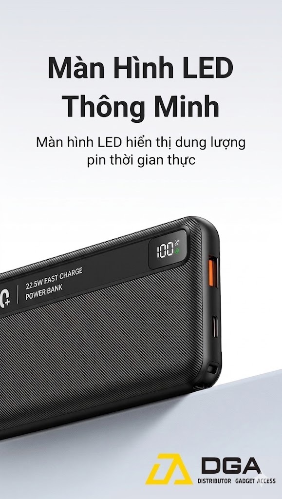Pin Dự Phòng USAMS CD263 10000mAh 22.5W (1*Type-C + 1*USB-A port, Digital Display)