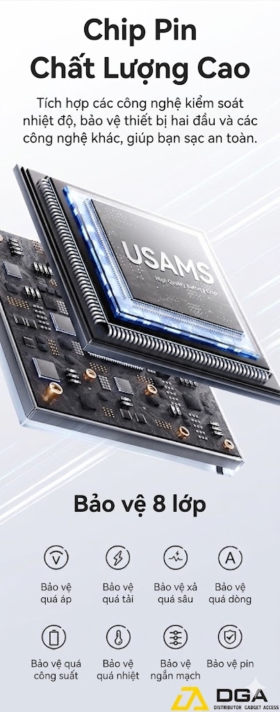 Pin Dự Phòng USAMS CD263 10000mAh 22.5W (1*Type-C + 1*USB-A port, Digital Display)