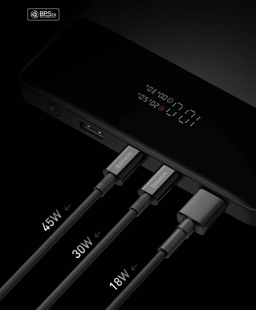 Pin Sạc Dự Phòng Laptop Baseus Blade High Power Digital Display Quick Charge Power Bank 20000mAh 100W (Sạc siêu nhanh, 4 cổng sạc Cx2 + USBx2, kèm cáp C to C, New Upgrade Version)