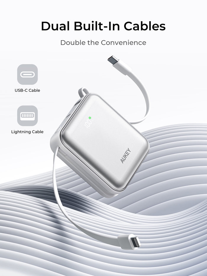 Pin Dự Phòng AUKEY PB-Y92L 20000mAh 35W (CCC / 3C Certification, 1*Type-C + 1*USB-A + 1*Type-C + Lightning Built-in Cable, Digital Display)