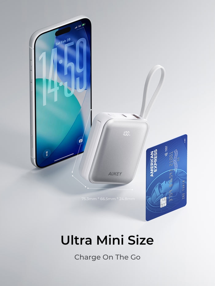 Pin Dự Phòng AUKEY PB-Y92L 20000mAh 35W (CCC / 3C Certification, 1*Type-C + 1*USB-A + 1*Type-C + Lightning Built-in Cable, Digital Display)