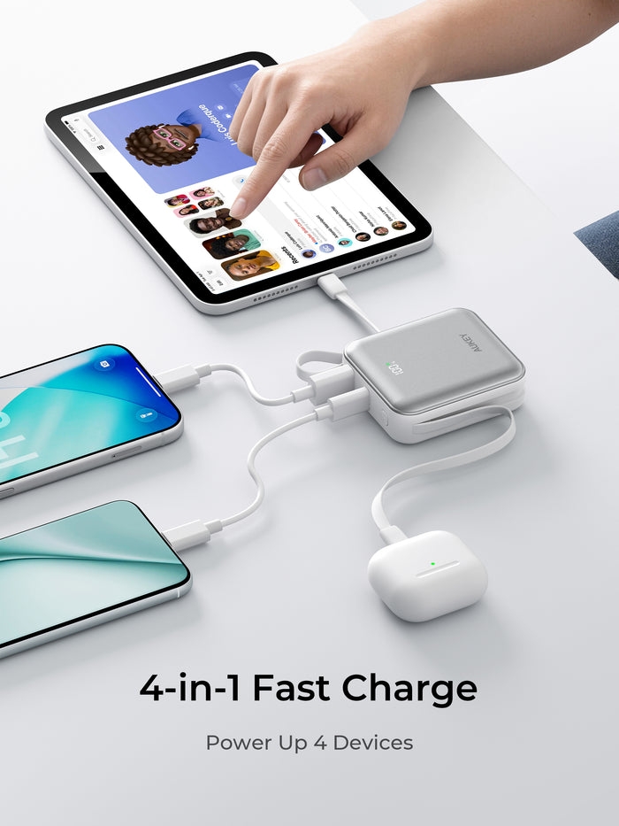 Pin Dự Phòng AUKEY PB-Y92L 20000mAh 35W (CCC / 3C Certification, 1*Type-C + 1*USB-A + 1*Type-C + Lightning Built-in Cable, Digital Display)
