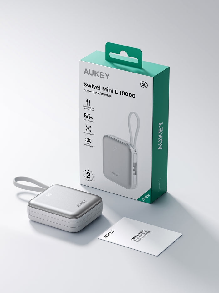Pin Dự Phòng AUKEY PB-Y92L 20000mAh 35W (CCC / 3C Certification, 1*Type-C + 1*USB-A + 1*Type-C + Lightning Built-in Cable, Digital Display)