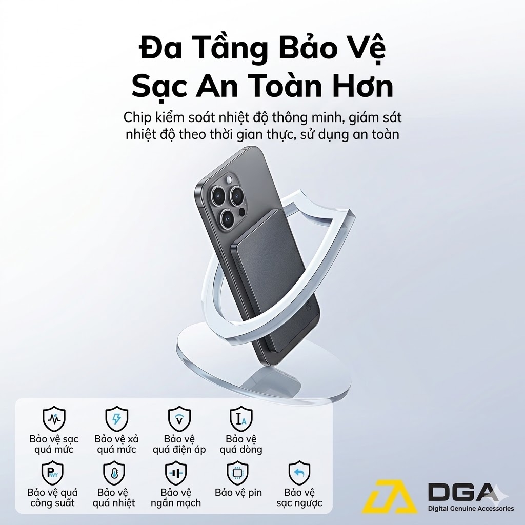 Pin Sạc Dự Phòng Không Dây Siêu Mỏng USAMS CD231 5000mAh 20W (15W Wireless Charging)