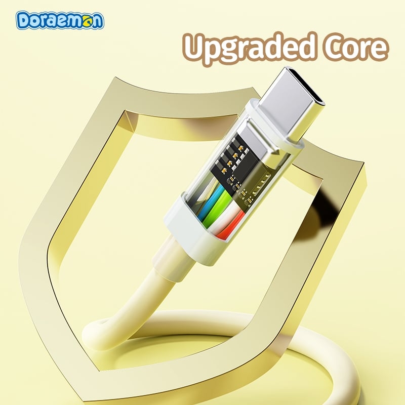Cáp Sạc Nhanh Cho iPhone 14/15 Series ROCK Doraemon Fast Charging Cable (1M, 100W/6A, Doraemon Authentic Licensed)