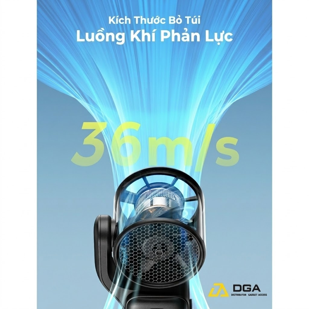 Quạt Cầm Tay AECOOLY AirGimbal PF04 (3500mAh, 17H, Display Screen, 11m/s, 15000RPM, 220° Adjustable, 5-Speed Turbo Wind)