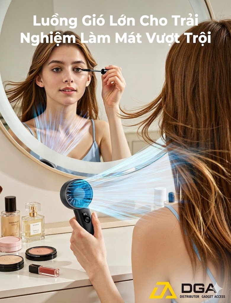 Quạt Cầm Tay AECOOLY Halo 03 5W (2000mAh, 10.5H, 6000RPM, 5 Adjustable Speeds, 6m/s, Digital Display)