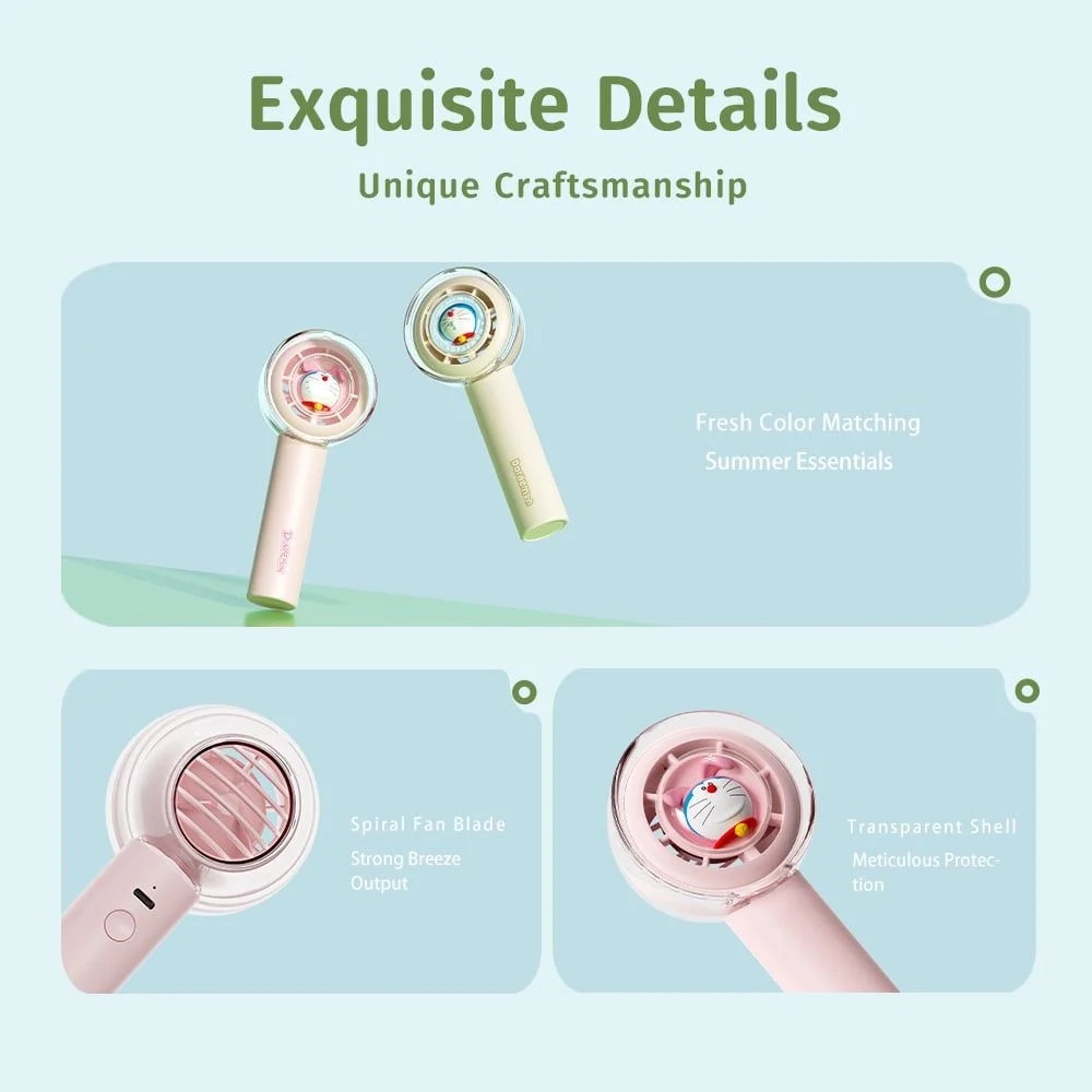 Quạt Cầm Tay Mini ROCK SPACE Doraemon Mini Handheld Turbine Fan (Doraemon Authentic Licensed)