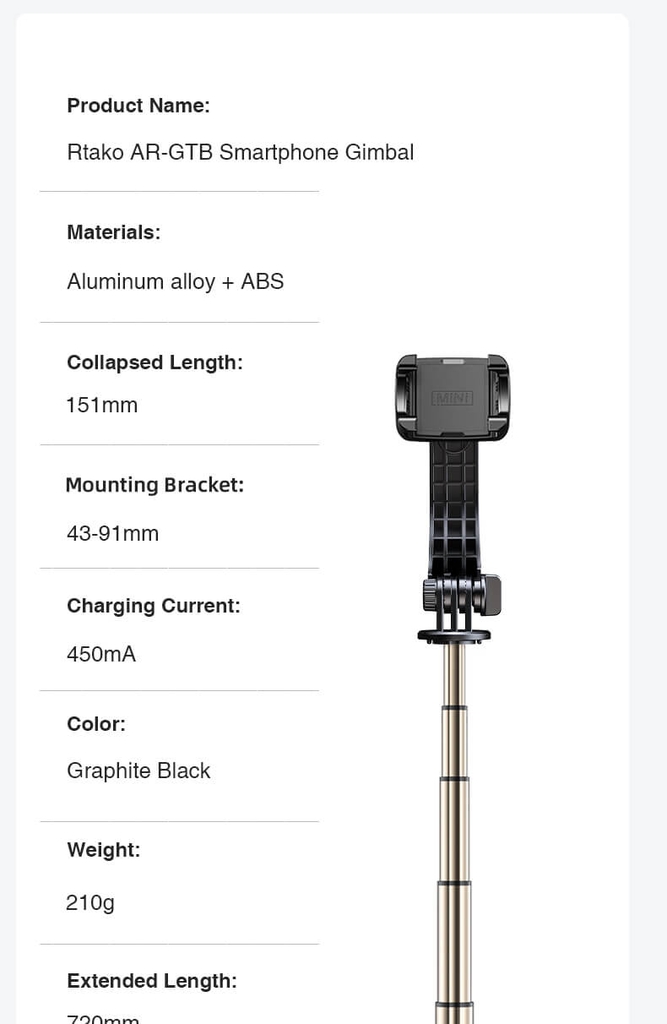 Gimbal chống rung Mini Rtako L08 Mini Anti-shake Gimbal
