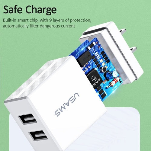 Củ sạc USAMS T24 2.1A siêu rẻ 2 cổng sạc USB - Chính hãng VN