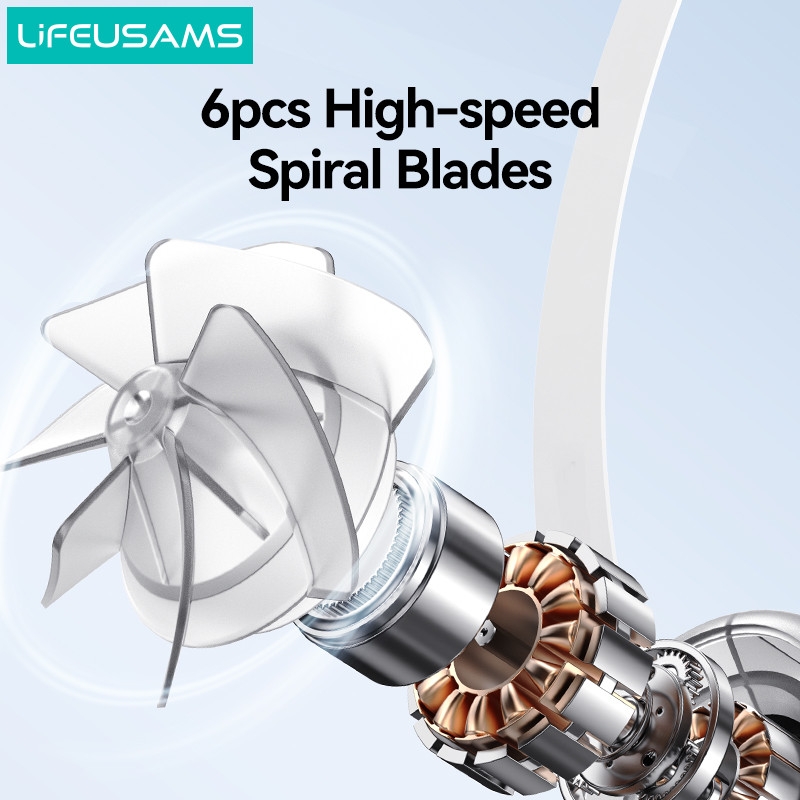 Quạt Cầm Tay Mini Tích Điện USAMS LU01 5 chế độ quạt High-speed Spiral Blades, 2000mAh