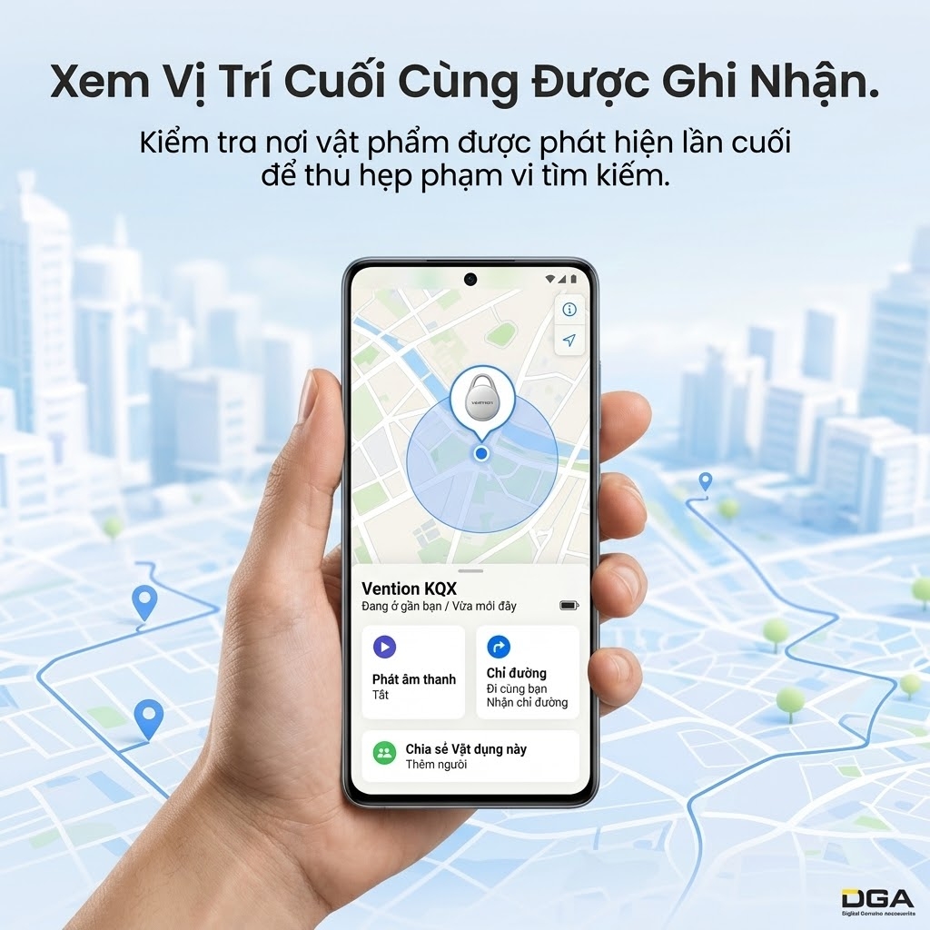 Tag Định Vị Vention KQX Tương Thích Apple Find My & Android, Pin >1 Năm