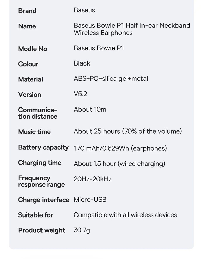 Tai Nghe Bluetooth Thể Thao, Chống nước Baseus Bowie P1