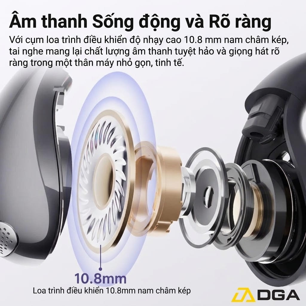 Tai Nghe Kẹp Tai QCY Crossky C30: Bluetooth 5.4, Driver 10.8mm, ENC 4-Mic