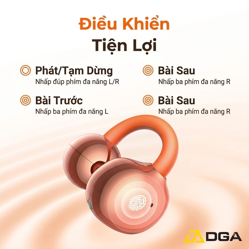Tai Nghe Kẹp Tai USAMS Echo R03: Bluetooth 6.0, Driver 11mm, Siêu Nhẹ 4.1g