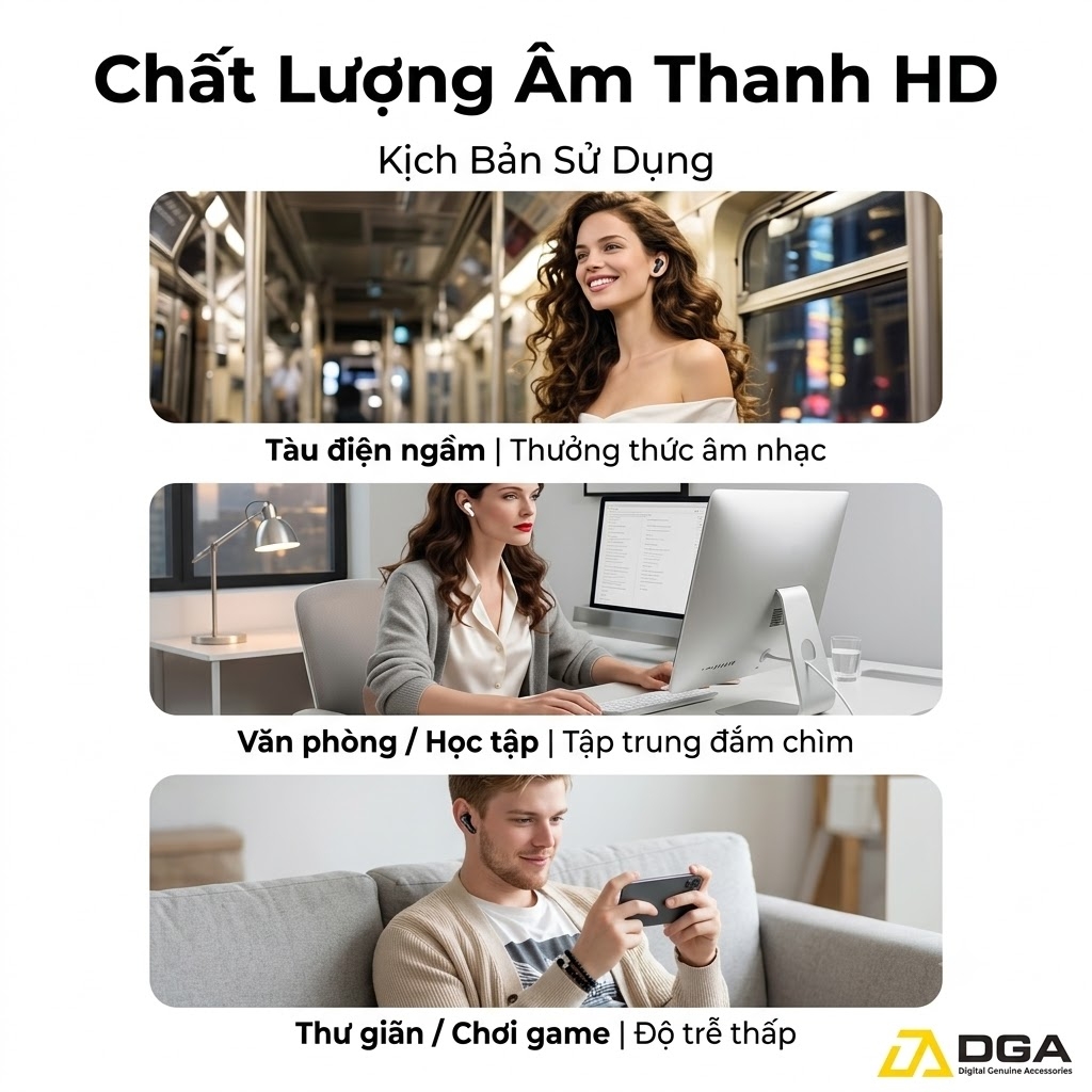 Tai Nghe Bluetooth TWS USAMS Echo E05 (Bluetooth v6.0, 3.5H, 3D Surround Stereo Sound, Low latency)