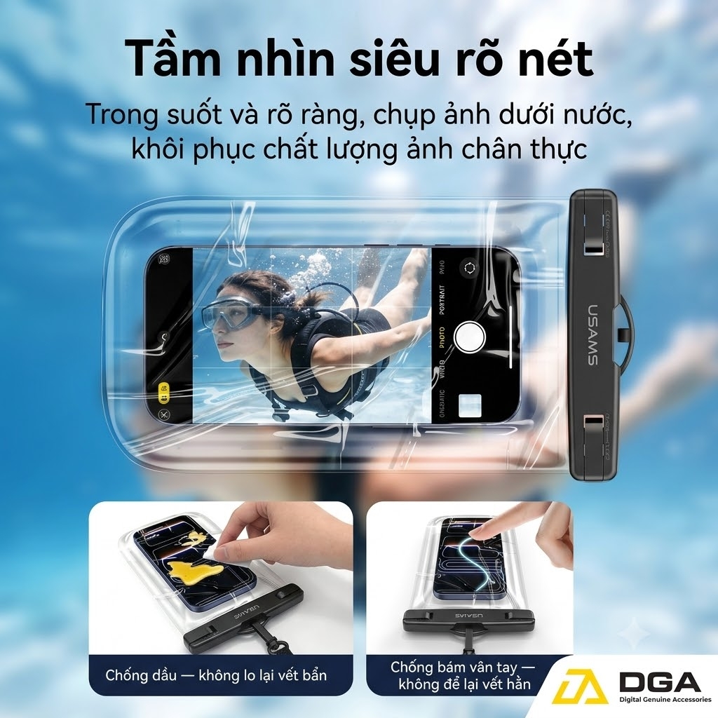 Túi Chống Nước USAMS YD016 7.2 Inch - Chuẩn IPX8, Dây Đeo Tiện Lợi