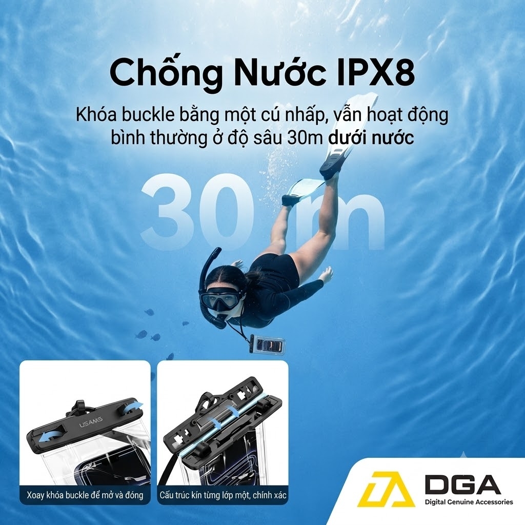 Túi Chống Nước USAMS YD016 7.2 Inch - Chuẩn IPX8, Dây Đeo Tiện Lợi