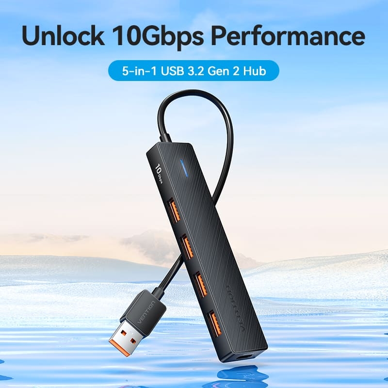 HUB Mở Rộng Đa Năng 5-in-1 Vention CHO (USB to 4*USB3.2 Gen2, 1*USB-C 10Gbps)
