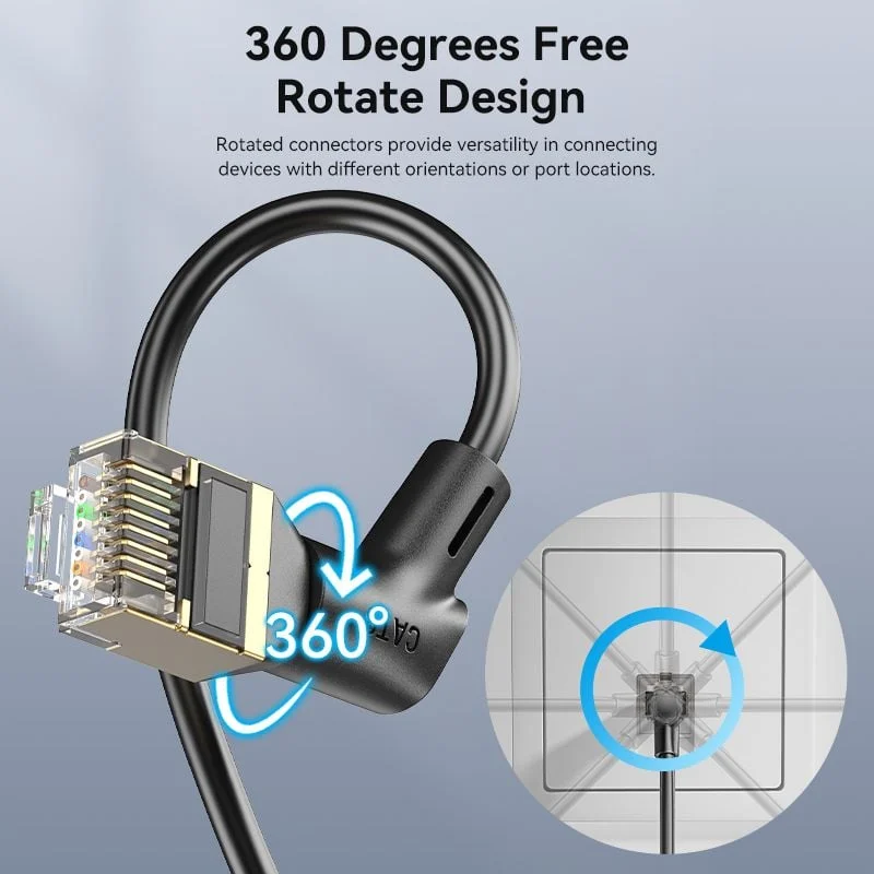 Dây Cáp Mạng Tốc Độ Cao STP Cat8 VENTION IKL (Đầu Xoay 360°, 40Gbps/2000MHz)