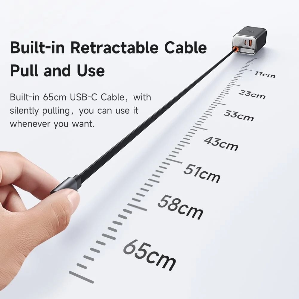 Củ Sạc Nhanh Đa Năng MCDODO CH-411 FreeGo 67W (Power Display, 1*Type-C + 1*USB-A port, with 65cm Type-C Built-in Retractable Cable)