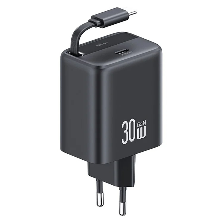 Củ sạc tích hợp cáp sạc dây rút USAMS CC243 30W GaN Charger With Type-C Retractable Cable - YC Series (US)Type-C Port + 80CM Type-C Retractable cable