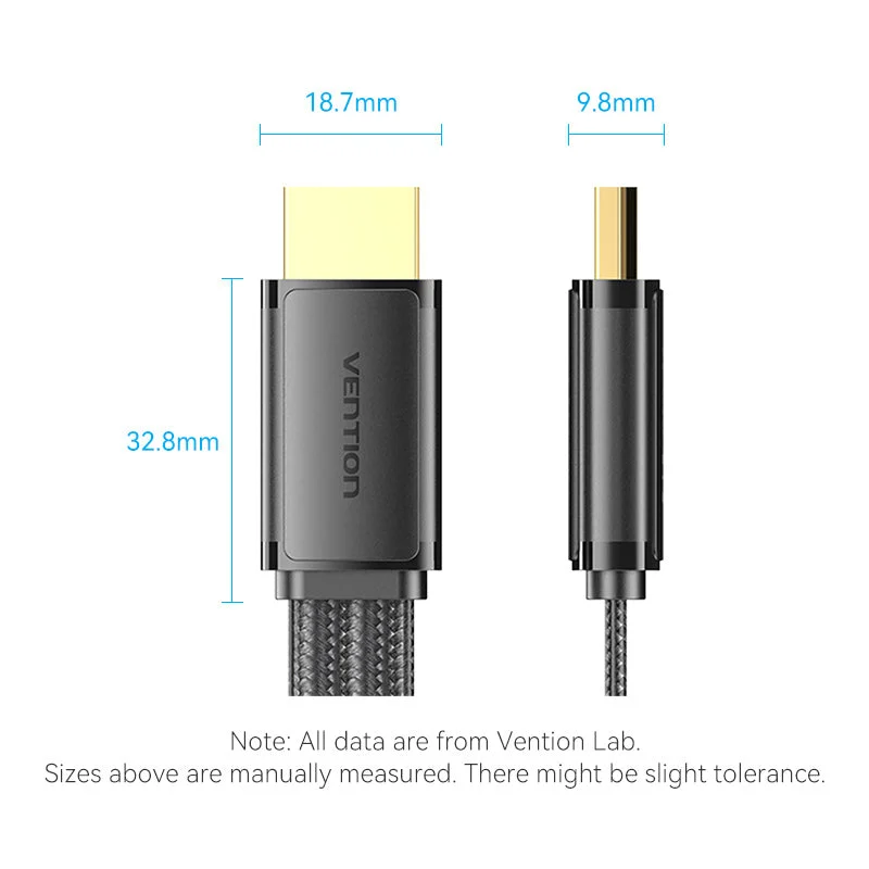 Cáp HDMI 8K dẹp vải dù siêu bền Vention Flat Nylon Braided HDMI-A Male to Male 8K HD Cable 2M - ALK (8K@60hz/ 4K@120Hz/144Hz, 48Gbps Bandwidth, HDR)