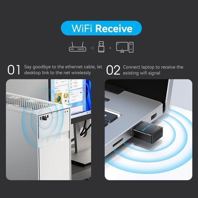USB Wi-Fi Băng tần kép Vention KDSB0 (2.4Ghz/5GHz)