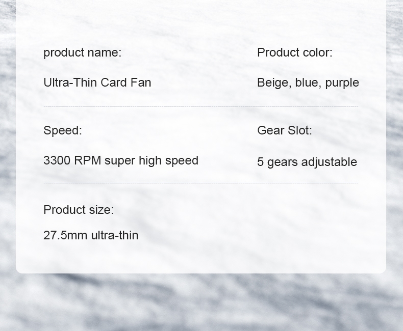 Quạt tích điện mini để bàn RTAKO W30 Ultra-Thin Card Fan (6000mAh, 5-Gear, 48H)