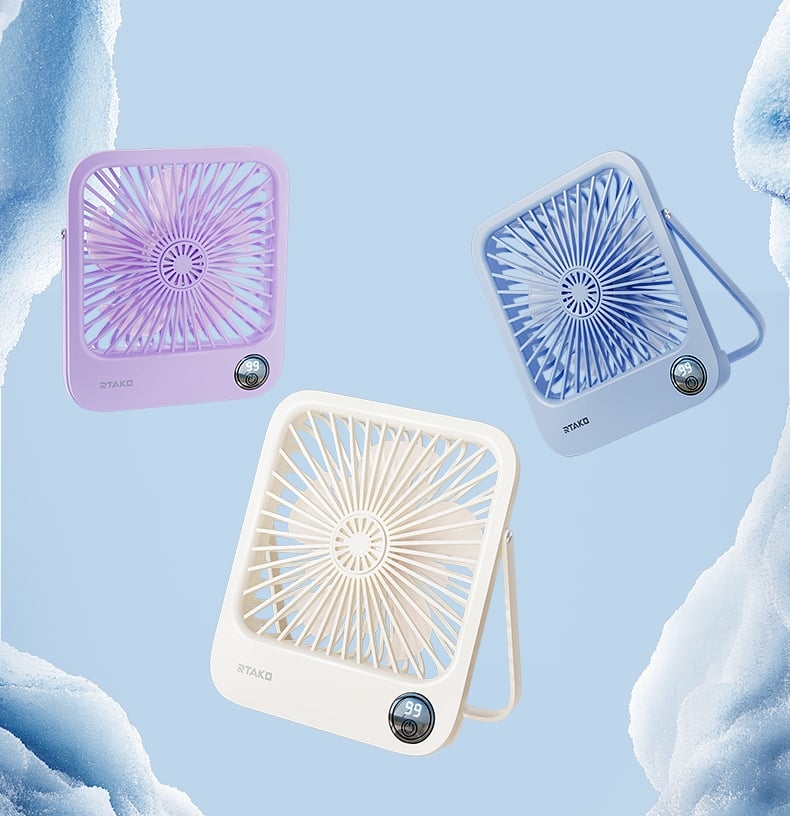 Quạt tích điện mini để bàn RTAKO W30 Ultra-Thin Card Fan (6000mAh, 5-Gear, 48H)