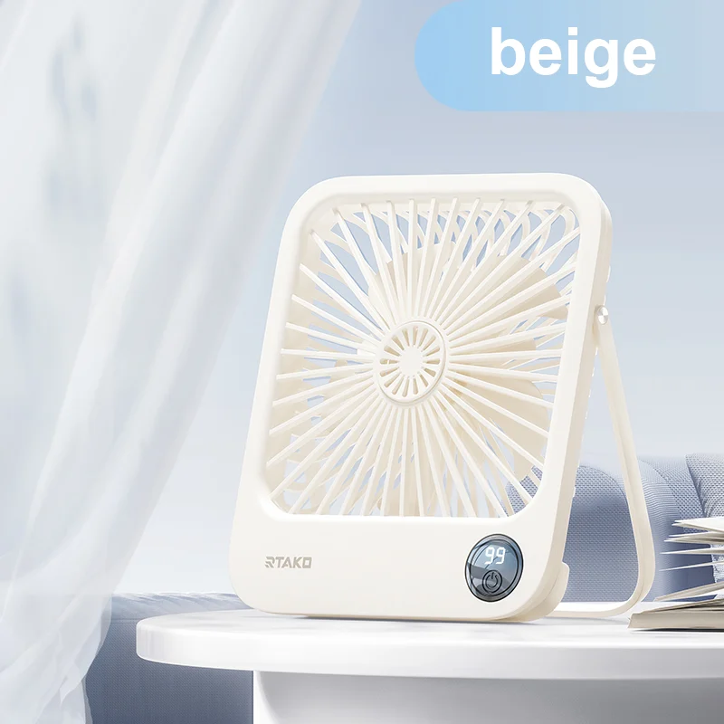 Quạt tích điện mini để bàn RTAKO W30 Ultra-Thin Card Fan (6000mAh, 5-Gear, 48H)