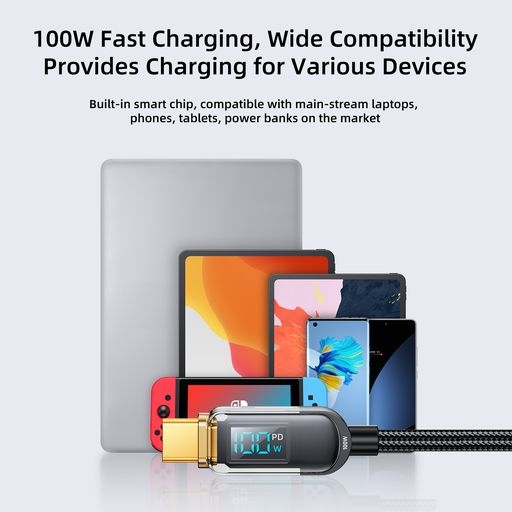 Cáp sạc nhanh Joyroom S-CC100A4 100W Type-C to Type-C Digital Display Fast Charging Data Cable