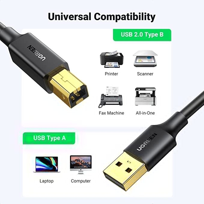 UGREEN USB 2.0 A Male to B Male Printer Cable 1.5m