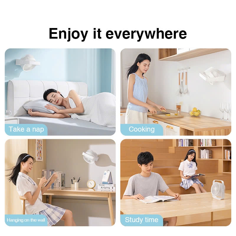 Quạt tuần hoàn tích điện để bàn RTAKO D06 Desktop Dual-Layer Circulating Fan (4000mAh, Xoay 360°, 5-Gear, 9H)