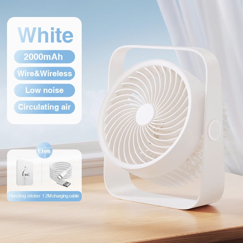 Quạt tuần hoàn tích điện để bàn RTAKO D06 Desktop Dual-Layer Circulating Fan (4000mAh, Xoay 360°, 5-Gear, 9H)
