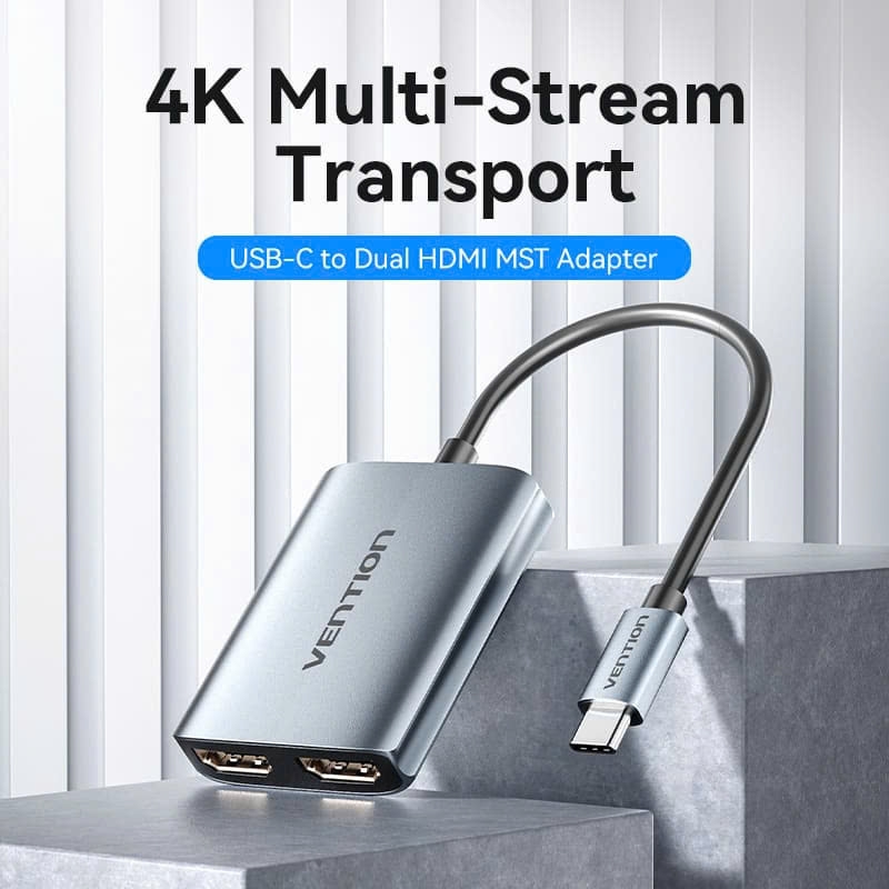 Bộ Chuyển Đổi Type-C to Dual HDMI MST Vention ACZ (4K@30Hz) Xuất 3 Màn Hình Độc Lập MACBOOK