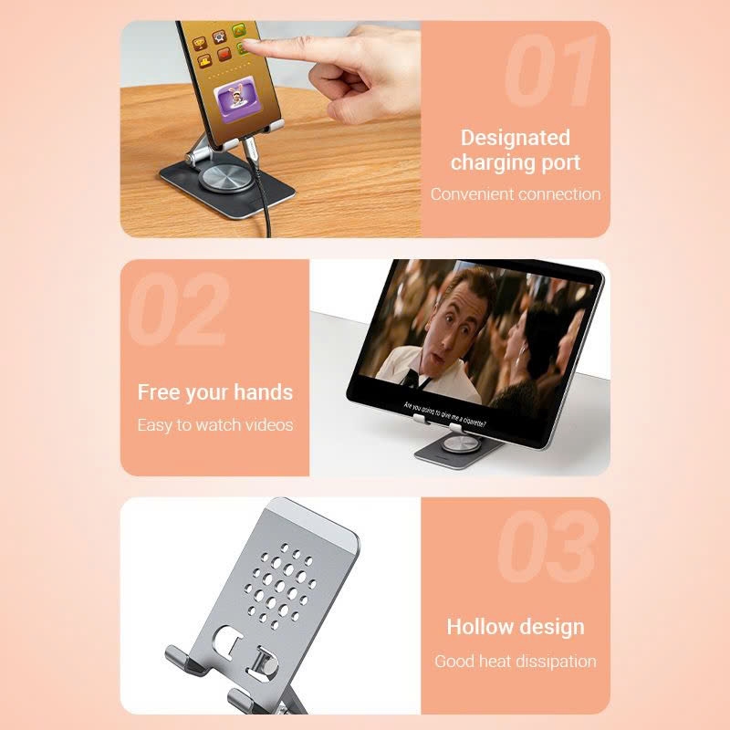 Đế giữ điện thoại, tablet máy tính bảng bằng kim loại xoay 360 độ Vention Aluminium Alloy