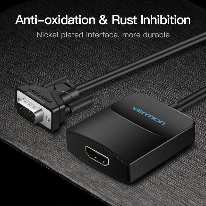 Đầu Chuyển VGA to HDMI 1080p Vention ACN (1080p@60Hz, with 3.5mm, Power Supply Port)