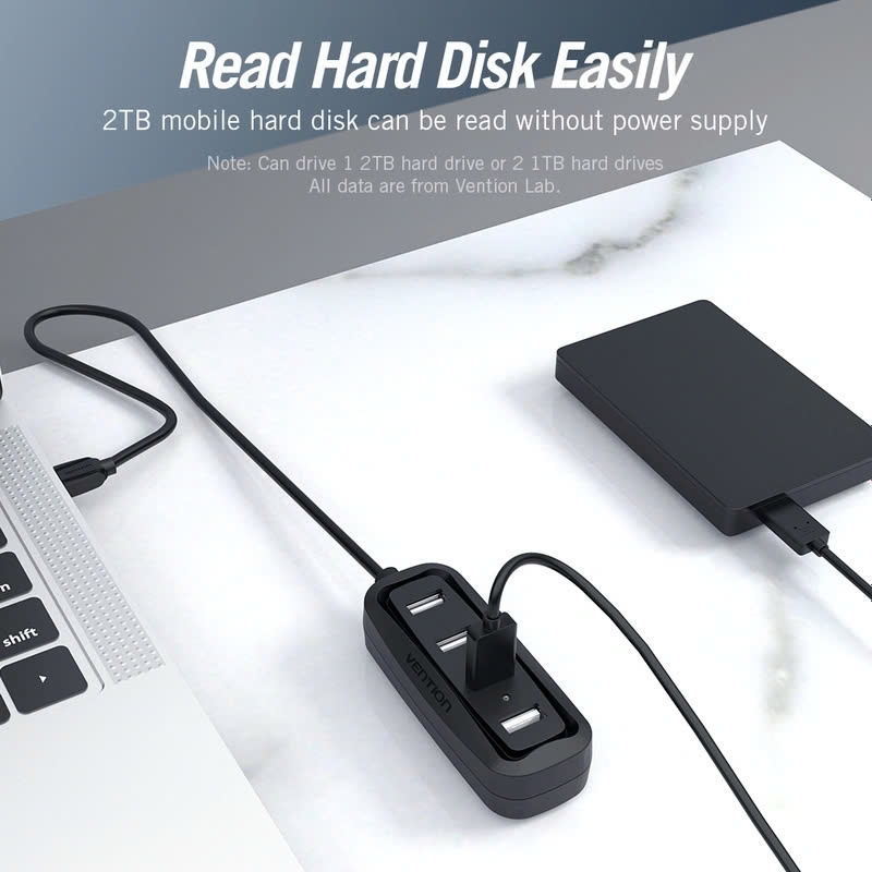 HUB Mở Rộng Đa Năng USB2.0 Vention VAS-J43 (480Mbps, 4*USB2.0)