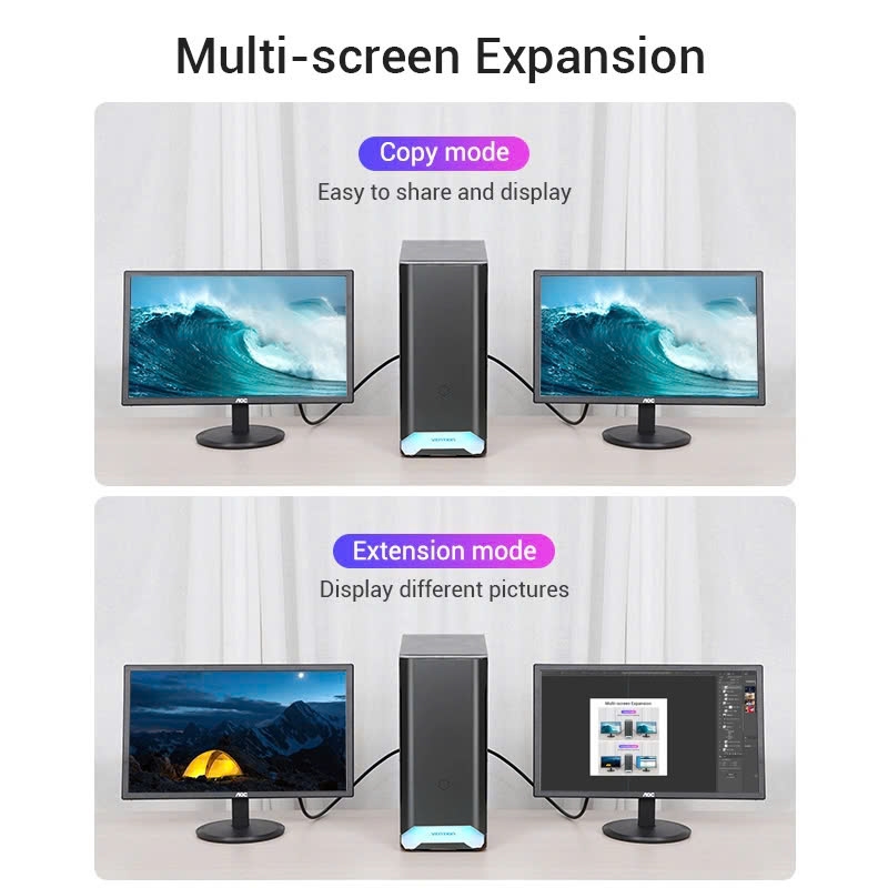 Cáp Chuyển DisplayPort to HDMI 1080p Vention HAD (1080p@60Hz)