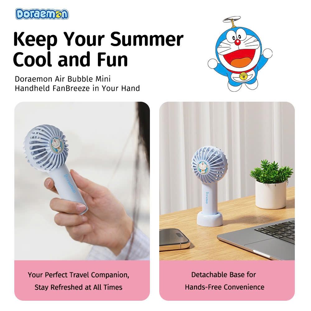 Quạt Cầm Tay Mini ROCK Doraemon Air Bubble Mini Handheld Fan
