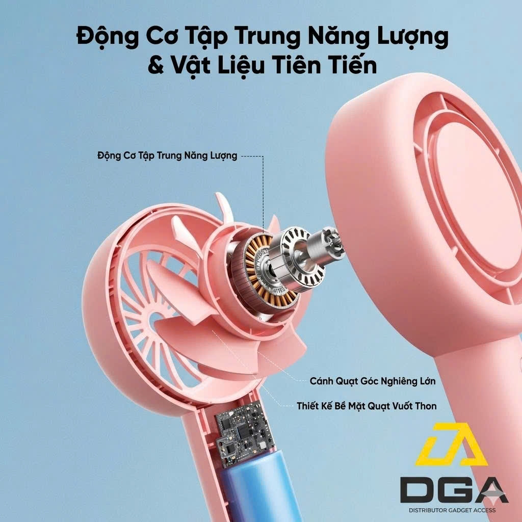 Quạt Cầm Tay AECOOLY Halo 01 (6000rpm, 5 Speed Settings, 16H, 3000mAh, 40 dB Low Noise)