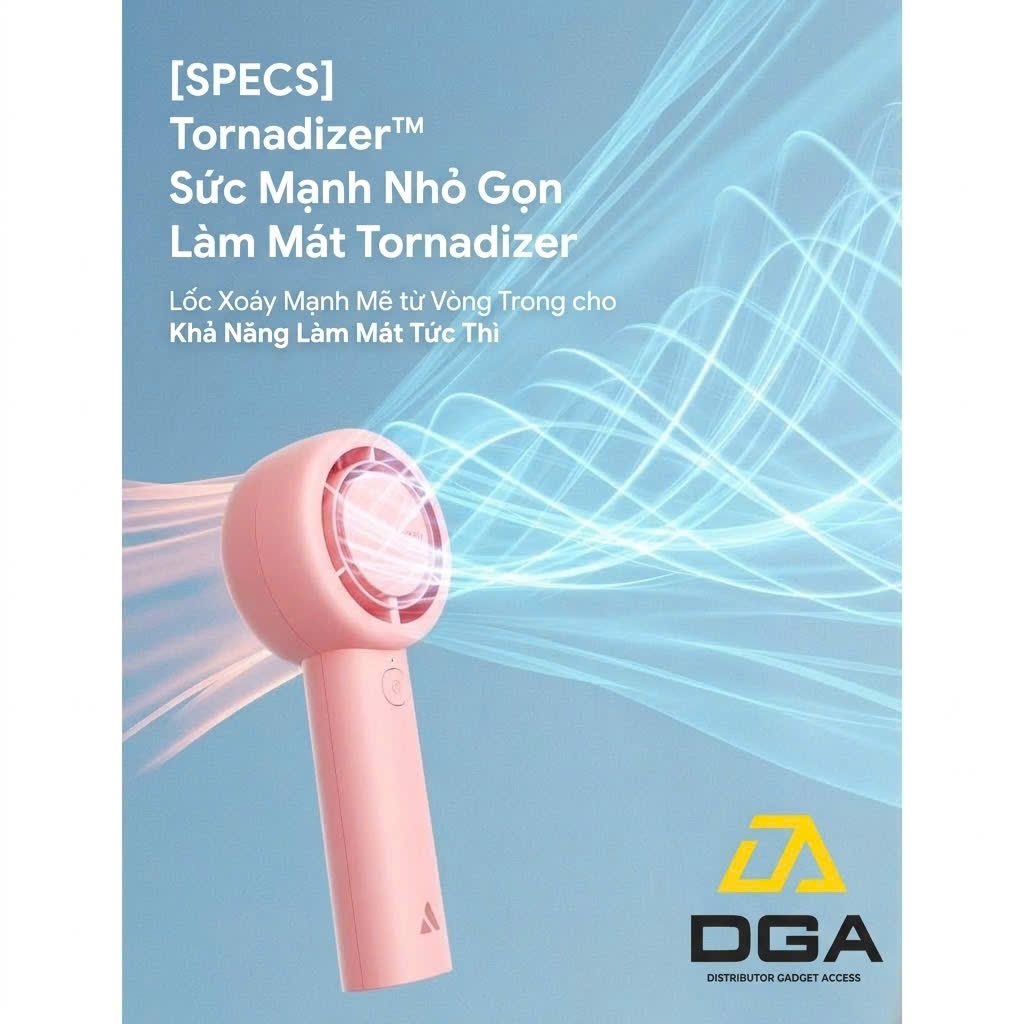Quạt Cầm Tay AECOOLY Halo 01 (6000rpm, 5 Speed Settings, 16H, 3000mAh, 40 dB Low Noise)