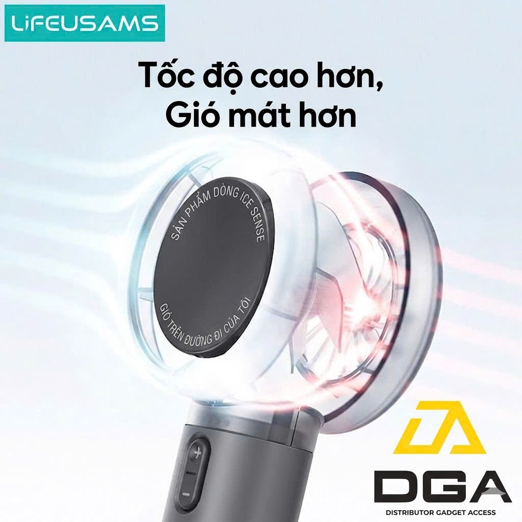 Quạt Cầm Tay Mini Tích Điện USAMS LU01 5 chế độ quạt High-speed Spiral Blades, 2000mAh
