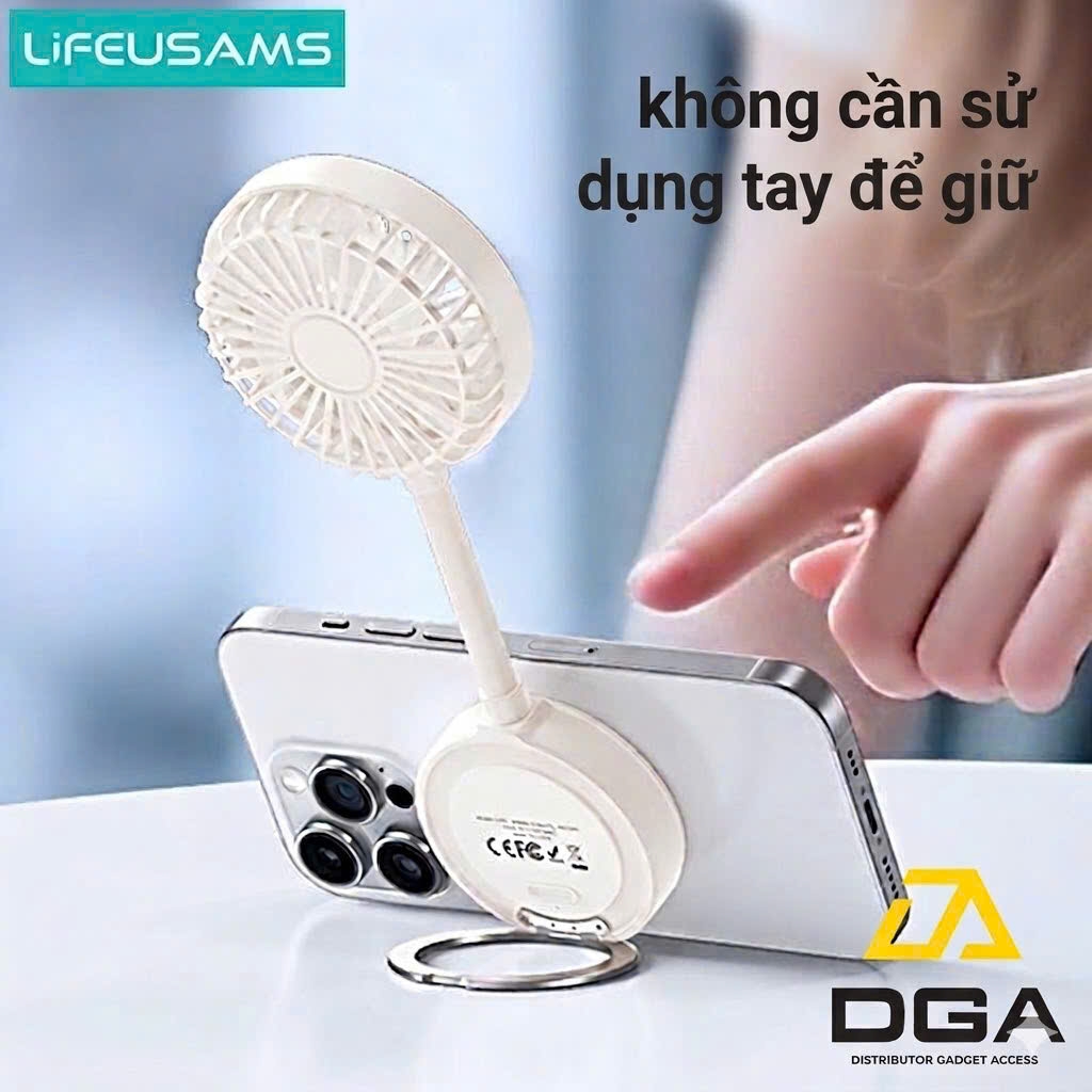 Quạt Cầm Tay USAMS LU02 3.9W (360° Free Rotation, With stand, 7pcs High-speed Spiral Blades, 900mAh, Strong Magnetic Suction, Three Gear Wind)