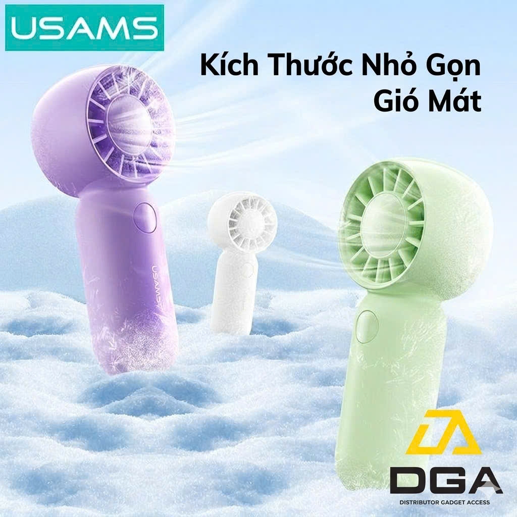Quạt Mini Cầm Tay USAMS ZB354 3W (500mAh, 3 Speed Settings, 10400RPM, 2H)