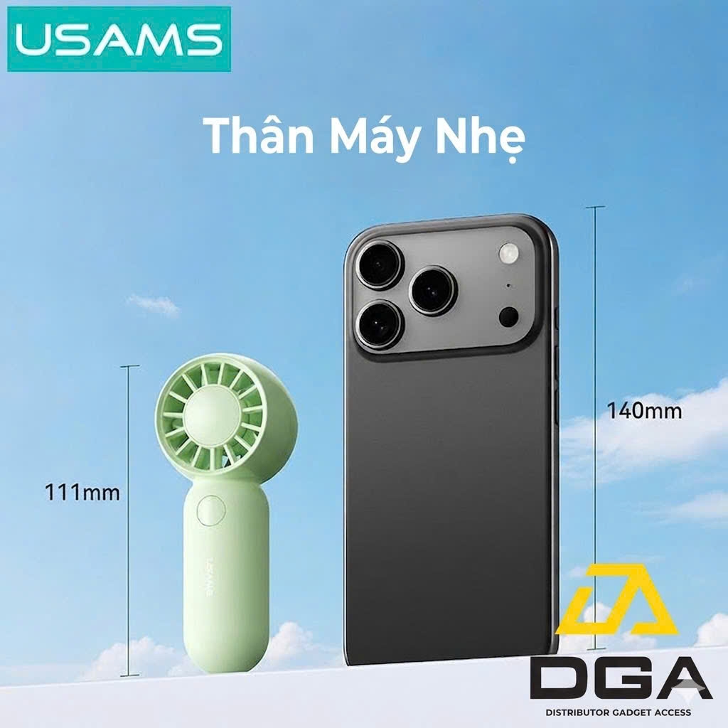 Quạt Mini Cầm Tay USAMS ZB354 3W (500mAh, 3 Speed Settings, 10400RPM, 2H)